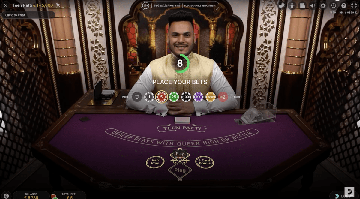 Live Teen Patti by Evolution Betting Options and Payouts